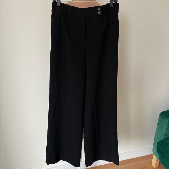 Giorgio Armani Black High Waisted Wide Leg Stretch Polyester Trousers IT 40 US 4 - Picture 1 of 8